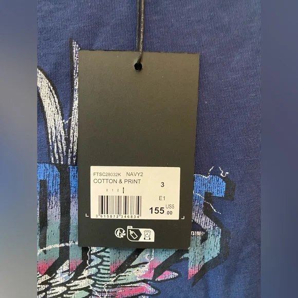 The Kooples Women’s Chaos Reigns Side Tie T-shirt in Blue Sz L NWT MSRP $155 - Picture 7 of 9